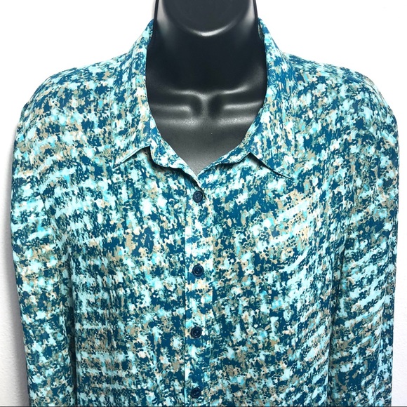 Coldwater Creek Large sheer Button Front blouse - Picture 3 of 6